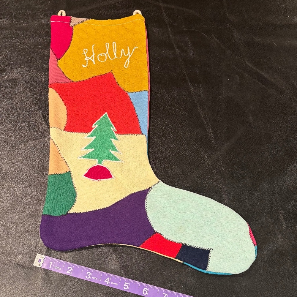 Vintage Early 1970's Handmade Patchwork Christmas Stocking